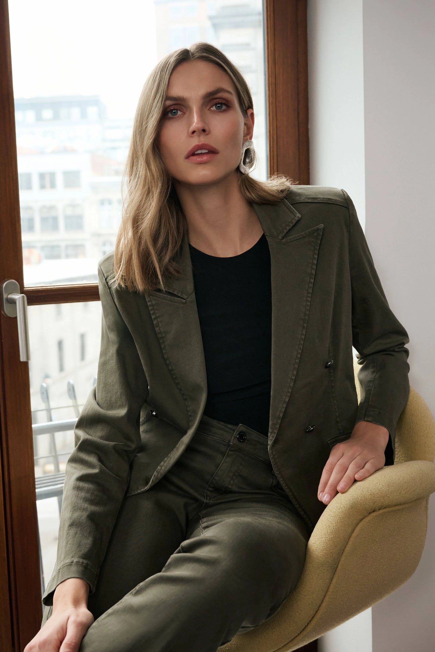 Denim Double-Breasted Blazer