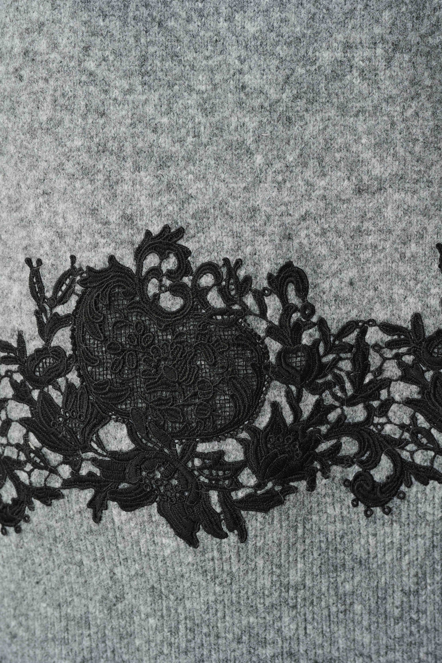 Lace Applique Mock Neck Sweater