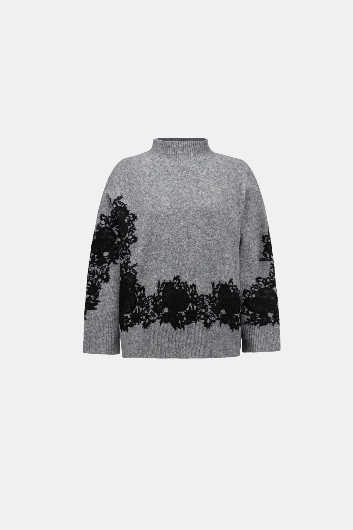 Lace Applique Mock Neck Sweater