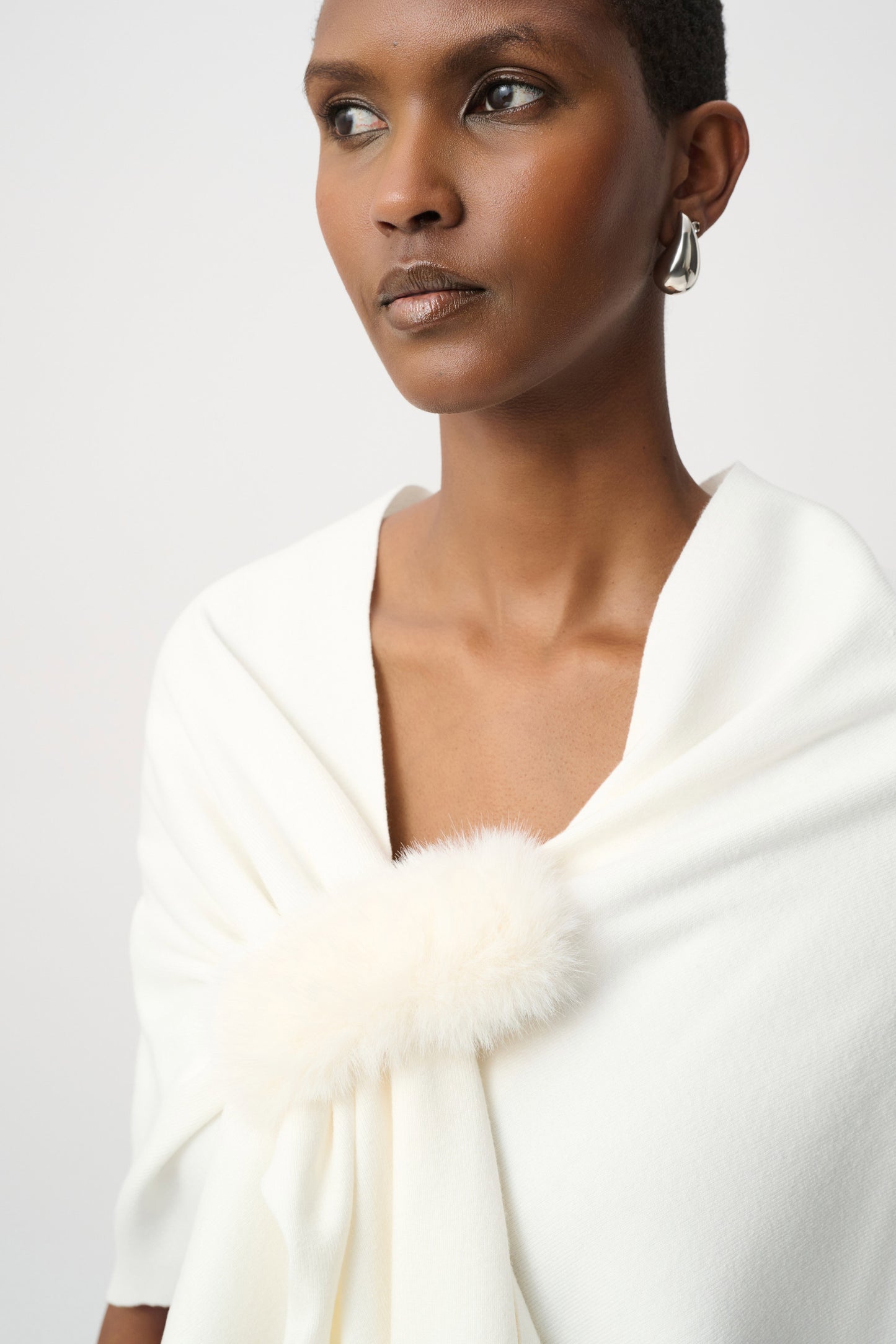 Faux Fur Draped Cover Up