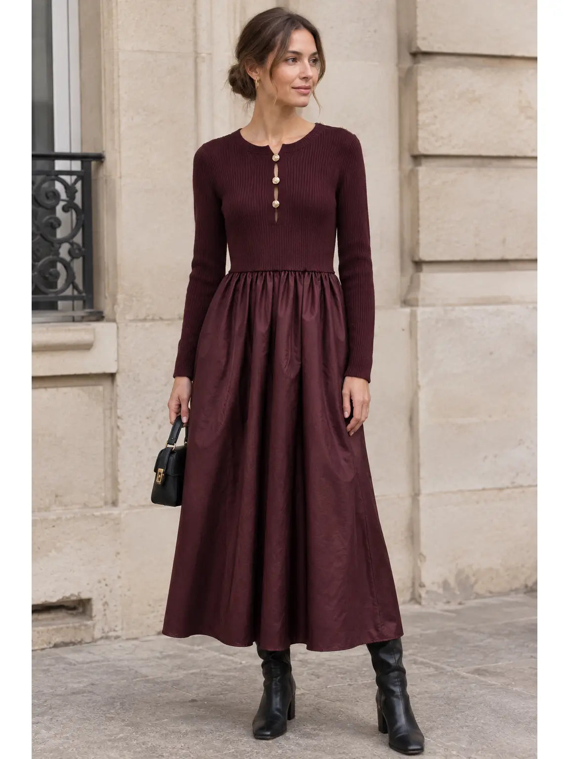 Jackie Dress with Gold Buttons