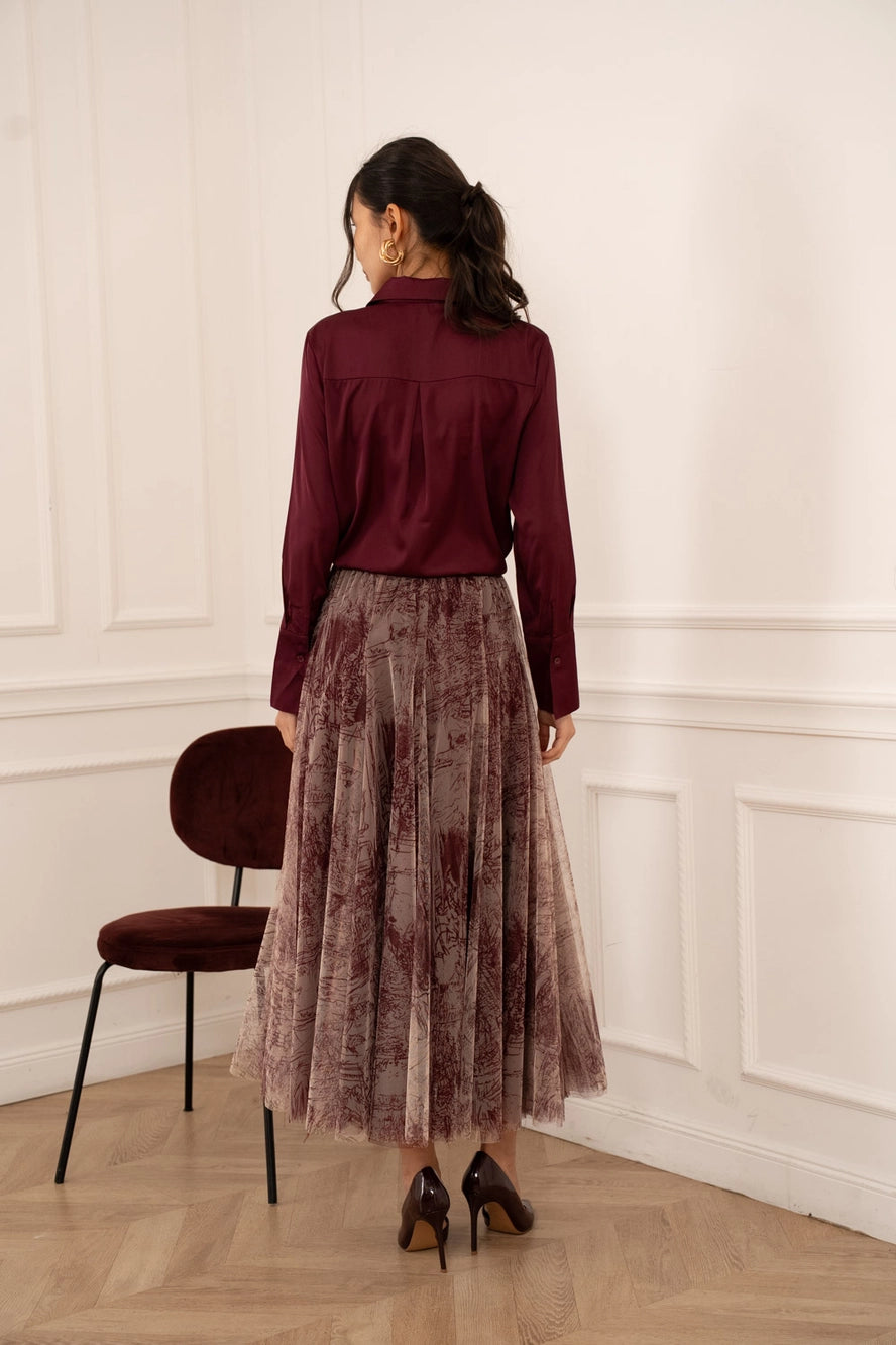 Toile Burgundy Tulle Skirt