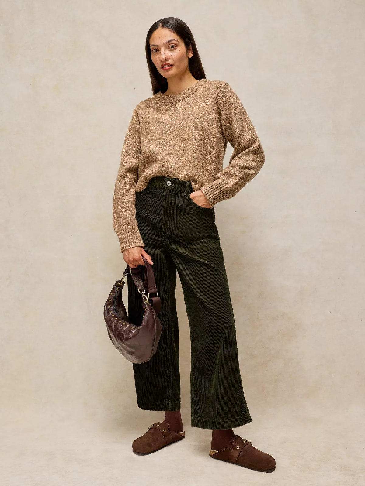 Tia Wide Leg Cropped Chord Trouser