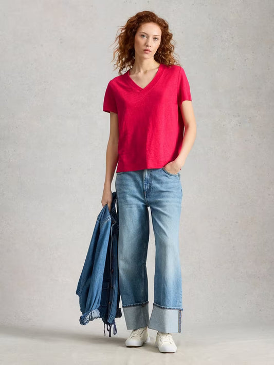 Susie V-Neck Linen Tee