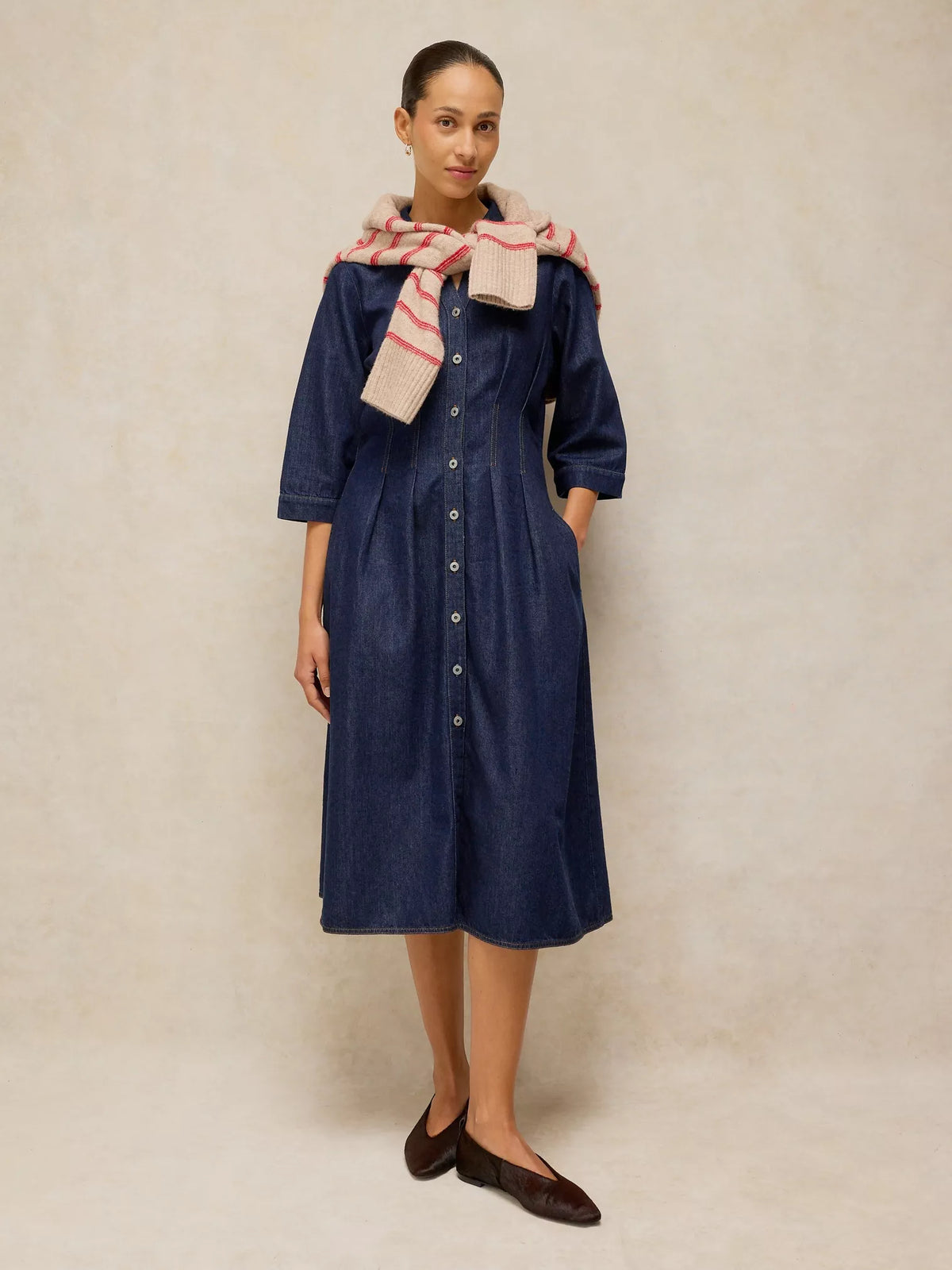 Luna Denim Pleat Dress