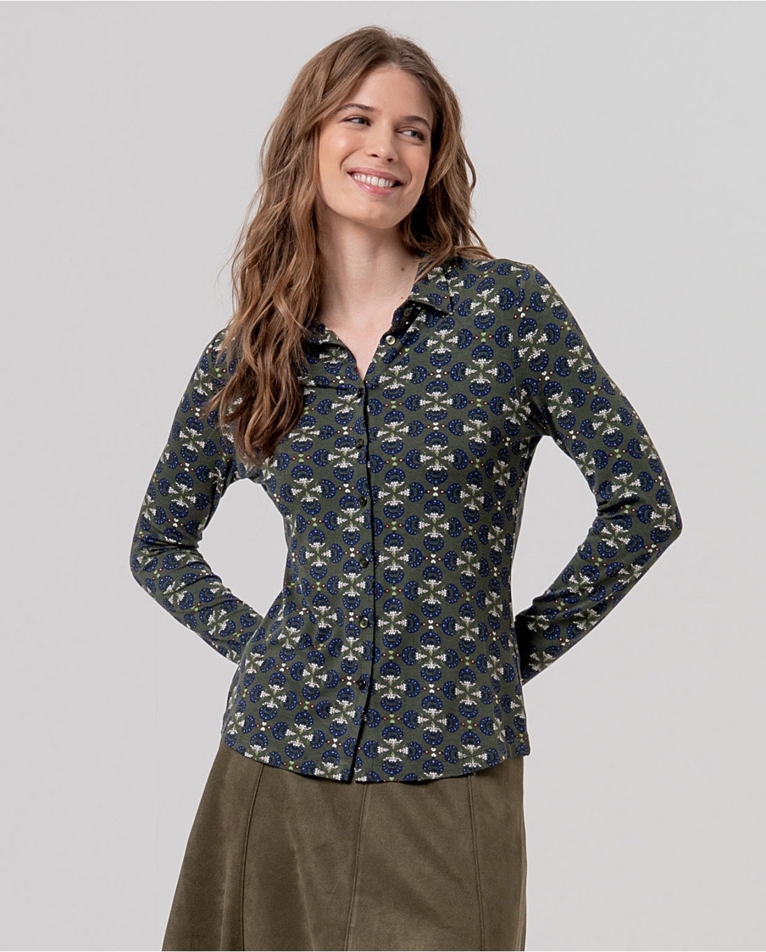 Geometric Floral Print Shirt