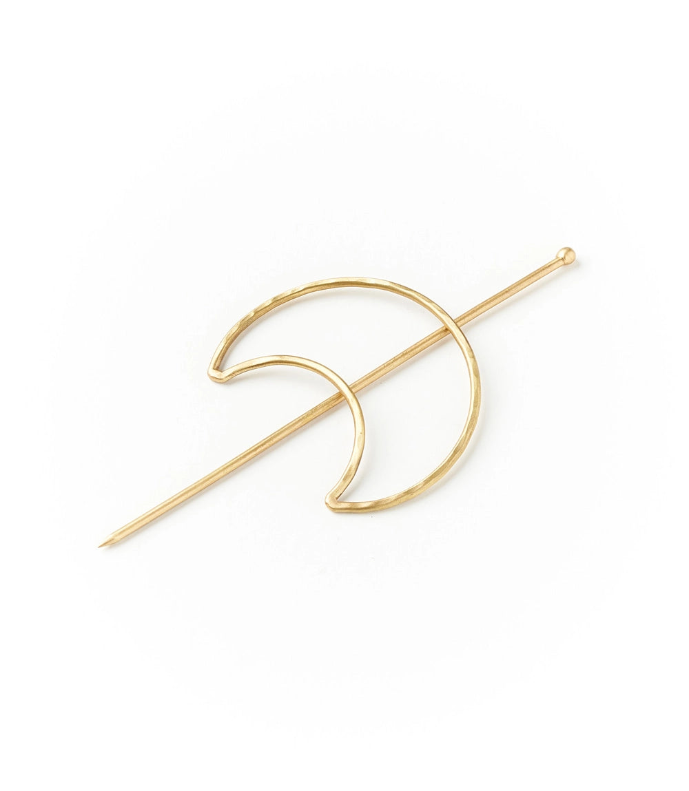 Crescent Moon Hair Slide with Stick