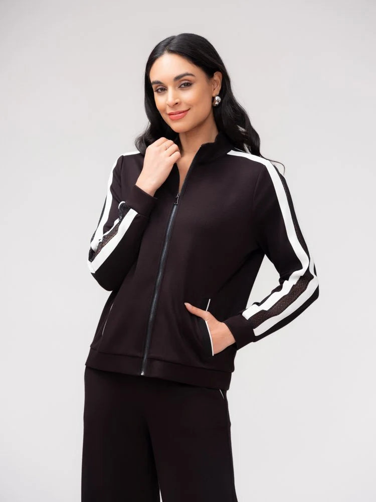 Stripe Detail Zip Up