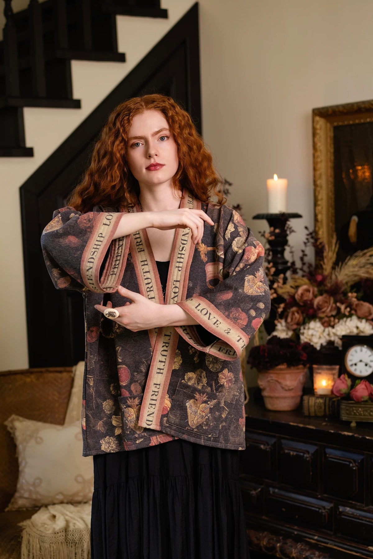 Heart of Gold Fleece Cottage Cardigan Kimono Jacket