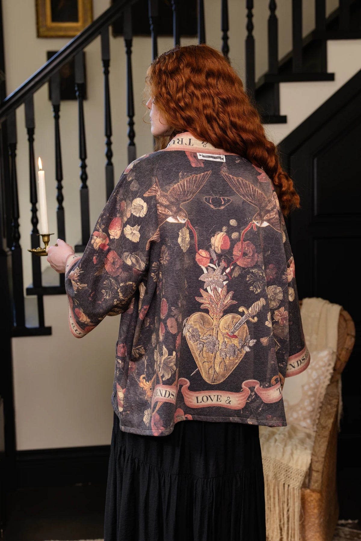 Heart of Gold Fleece Cottage Cardigan Kimono Jacket