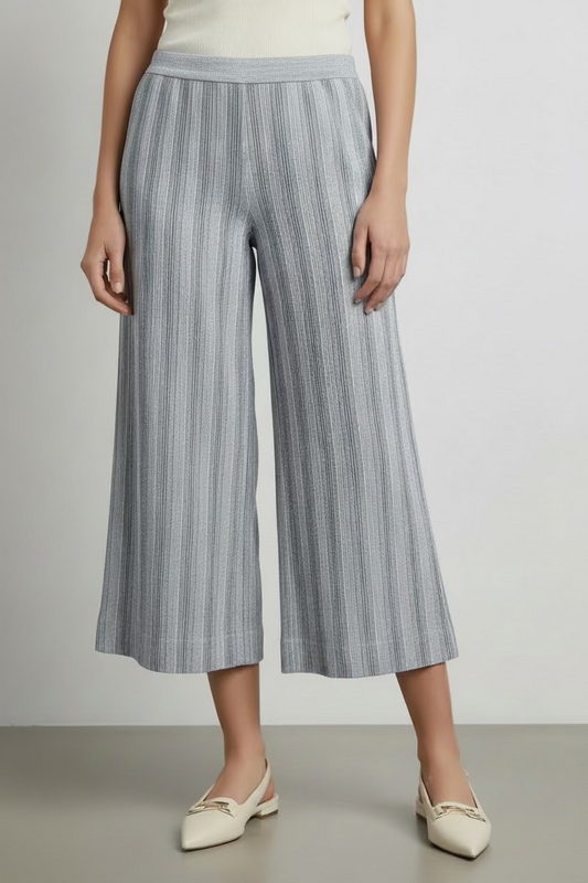 Denim Stripe Wide Crop Pant