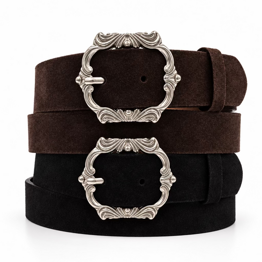 Antique Bar Buckle Suede Belt