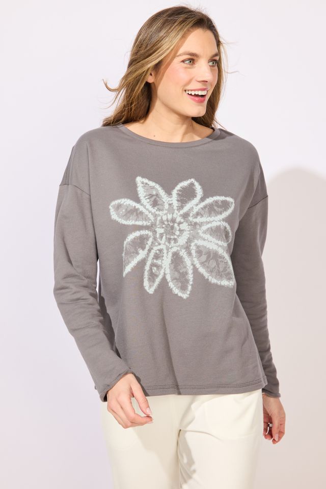 Shibori Floral Pullover