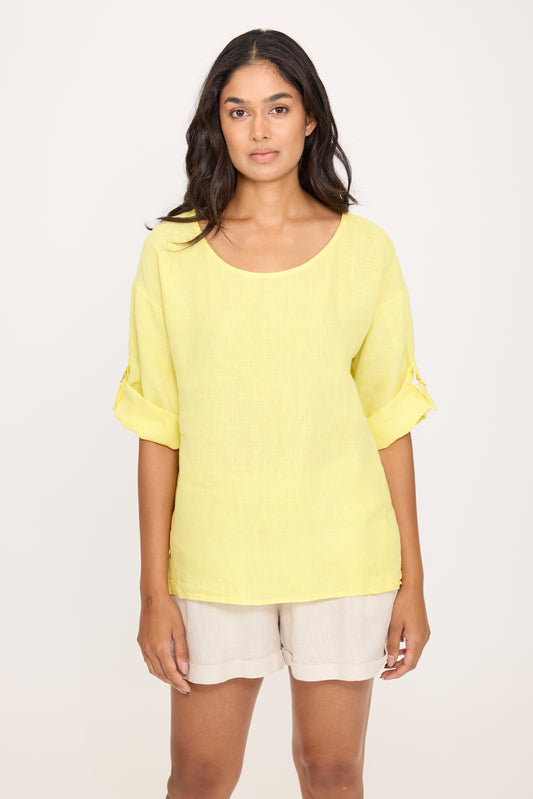 Scoop Neck Linen Tee