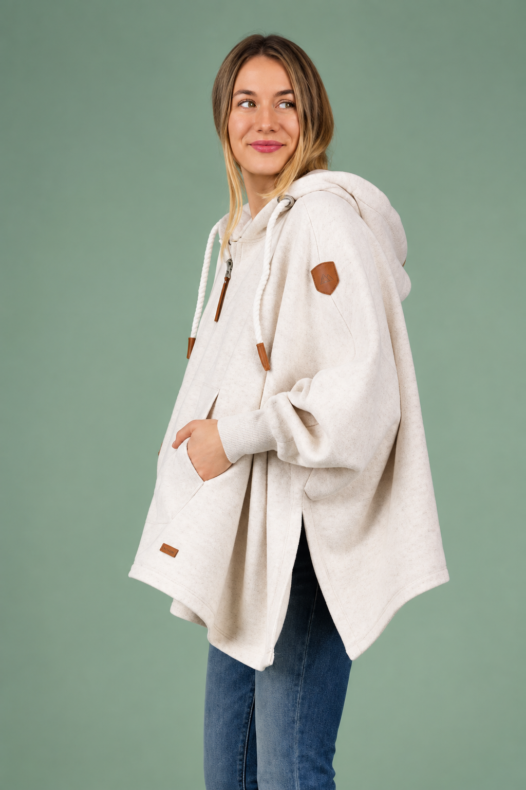 Hooded Full Zip Poncho