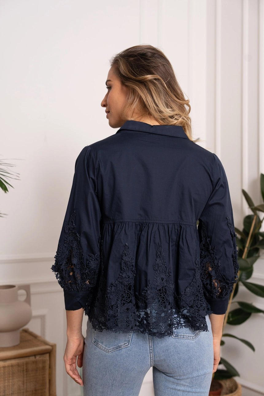 Aimie Cotton and Lace BlouseTopsPosh Boutique
