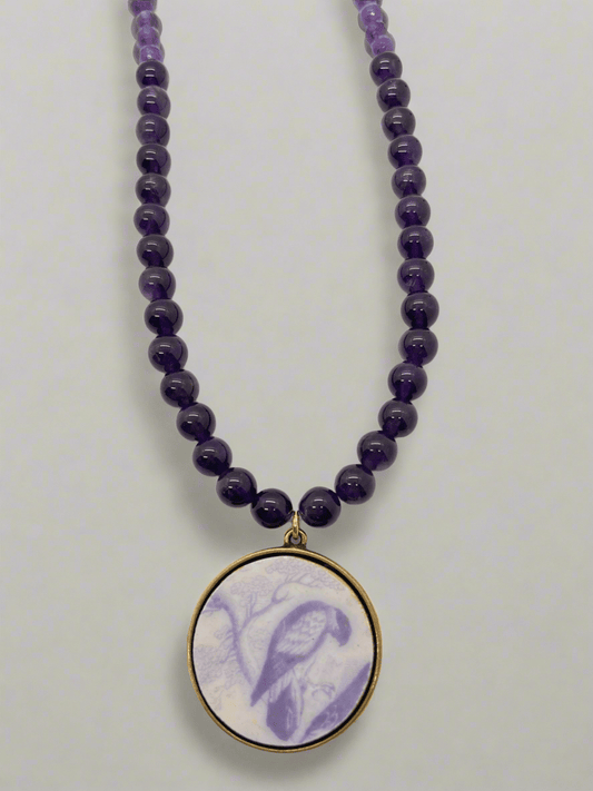 Amethyst Beaded Antique China NecklaceJewelryPosh Boutique