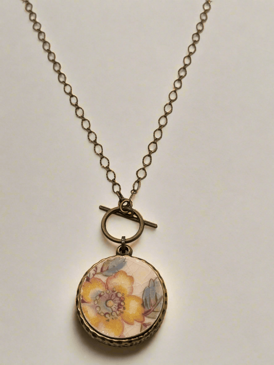 Antique China Floral Pendant NecklaceJewelryPosh Boutique