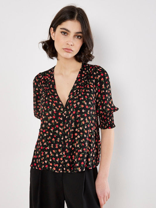 Apricot Ditsy Button BlouseTopsPosh Boutique