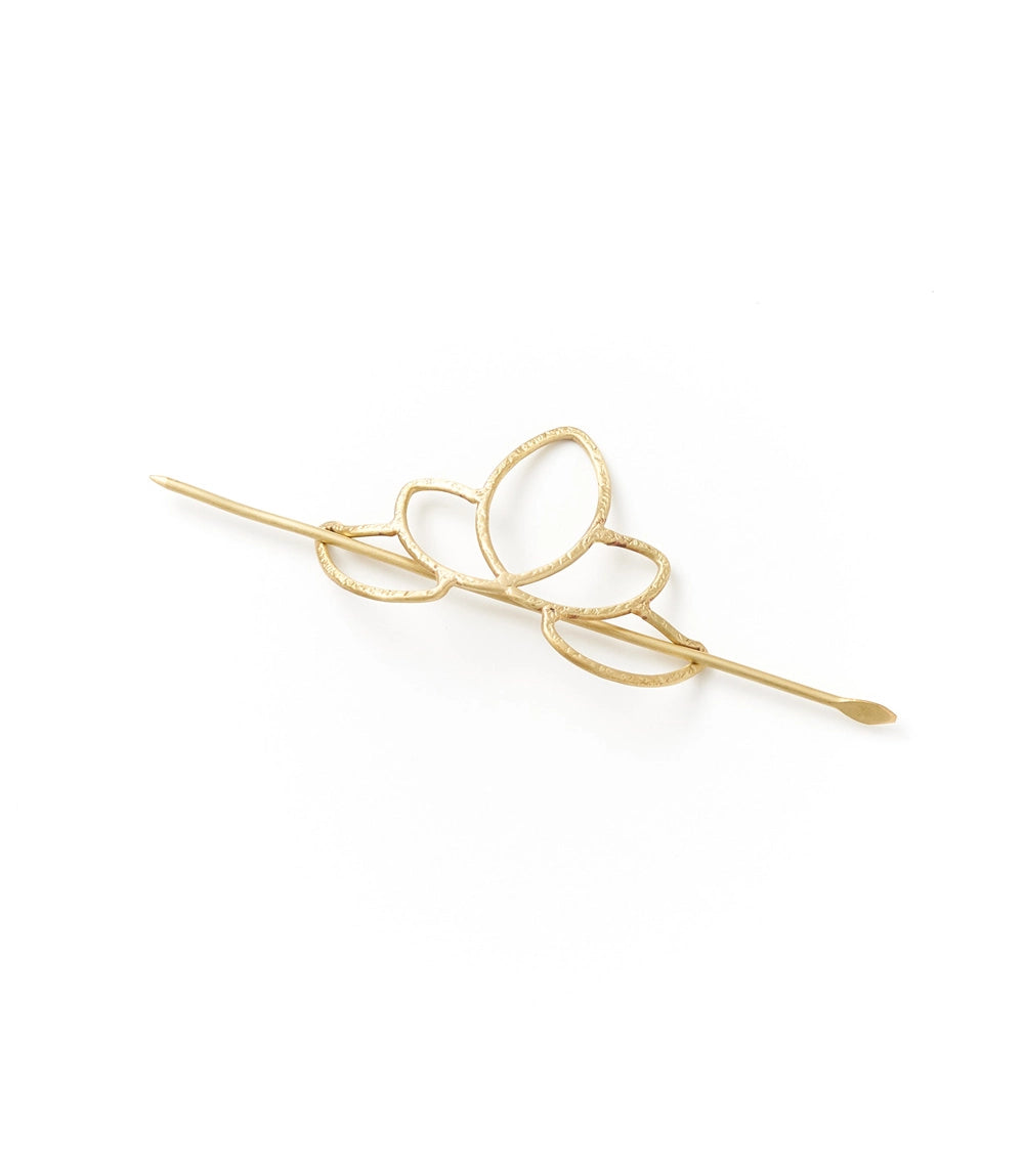 Gold Lotus Hair Slide with Stick