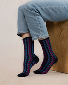 Bleuforêt Velvet Cotton Zig Zag SocksSocksPosh Boutique