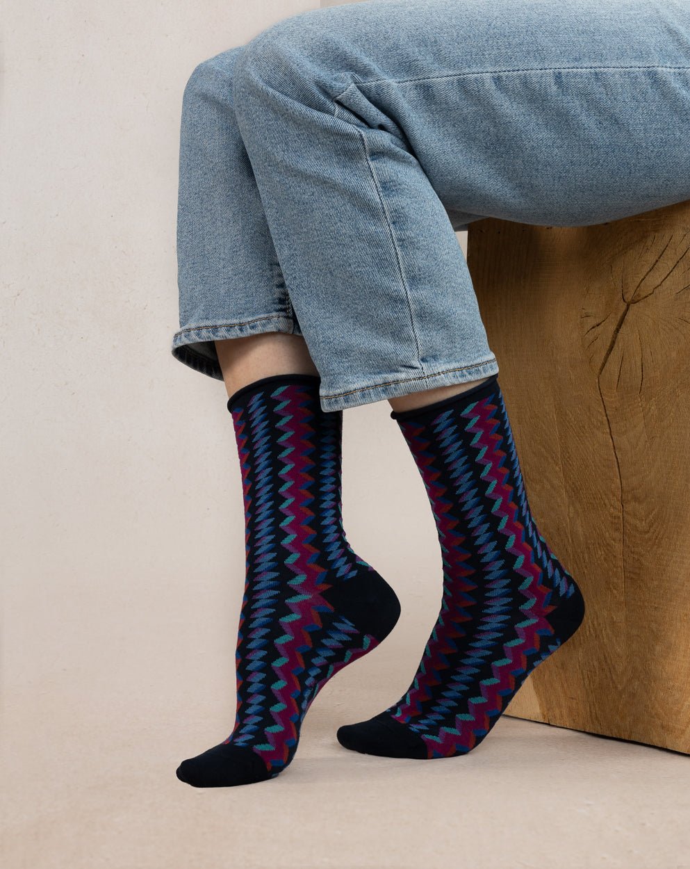 Bleuforêt Velvet Cotton Zig Zag SocksSocksPosh Boutique