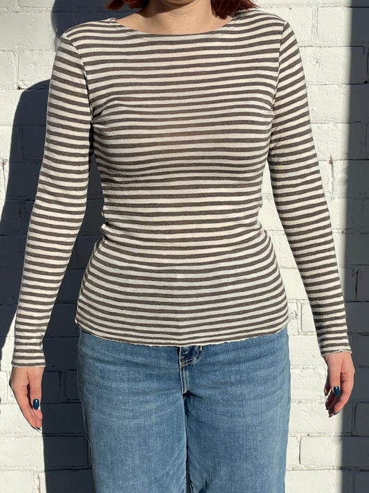 Boat Neck Long Sleeve TopTopsPosh Boutique