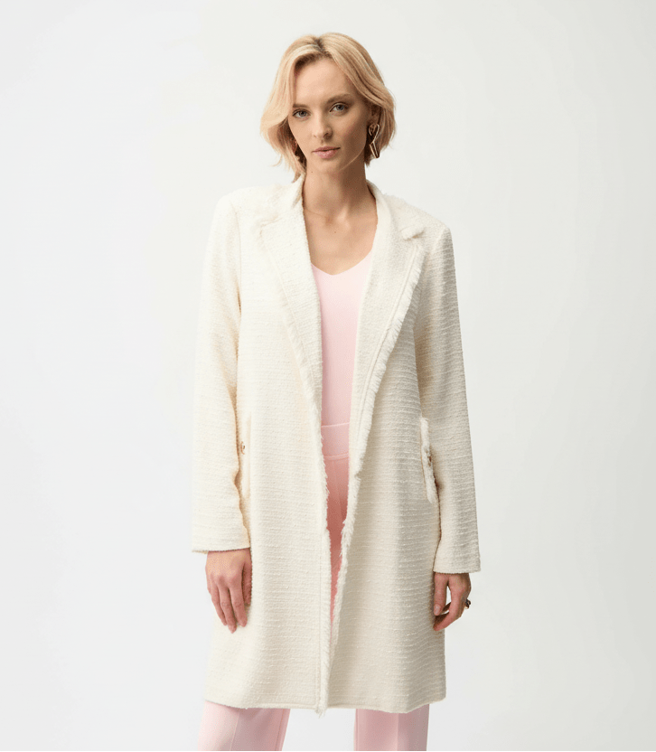 Bouclé Coat With Fringe DetailJacketsPosh Boutique
