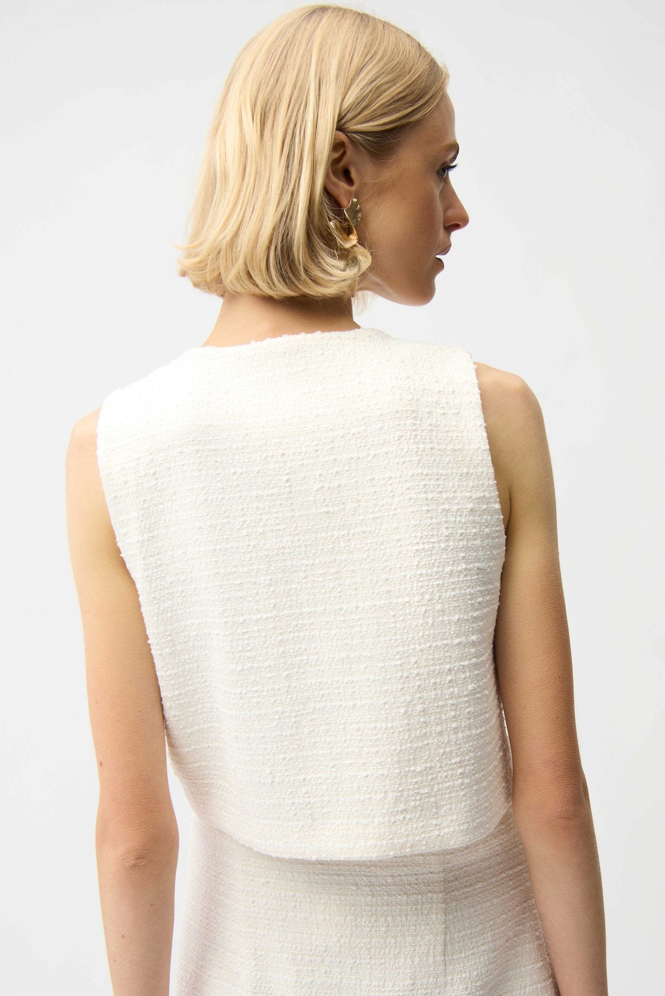 Bouclé Sleeveless Vest With Gold ButtonsTopsPosh Boutique
