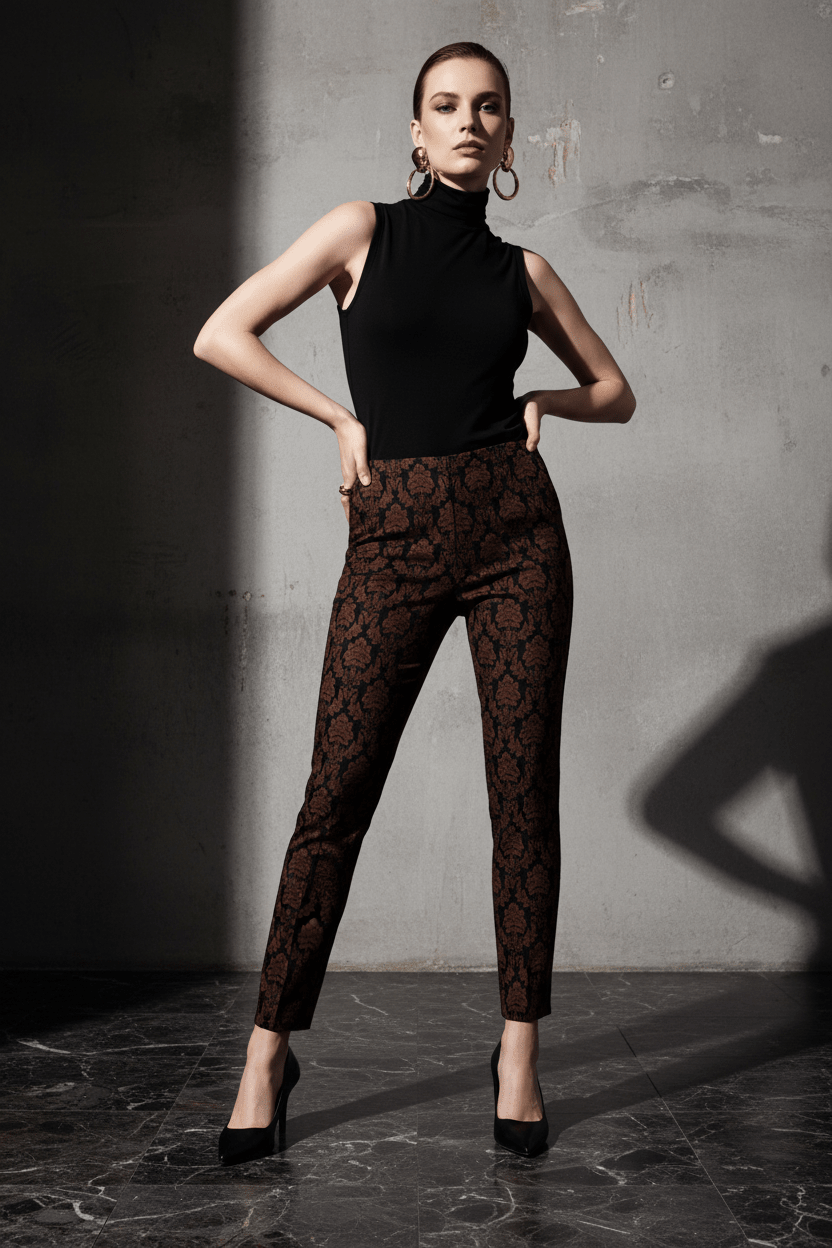 Brocade Slim PantBottomsPosh Boutique