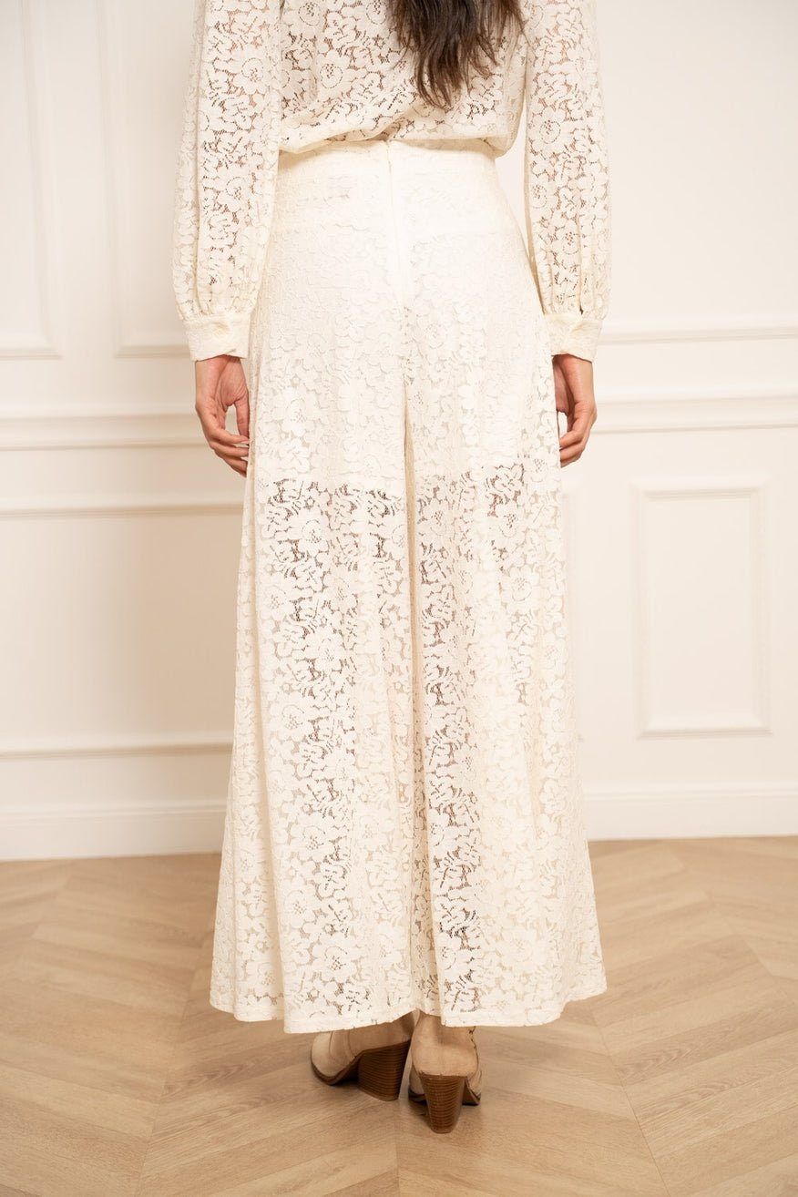 Camille Ecru Wide Lace PantsPosh Boutique