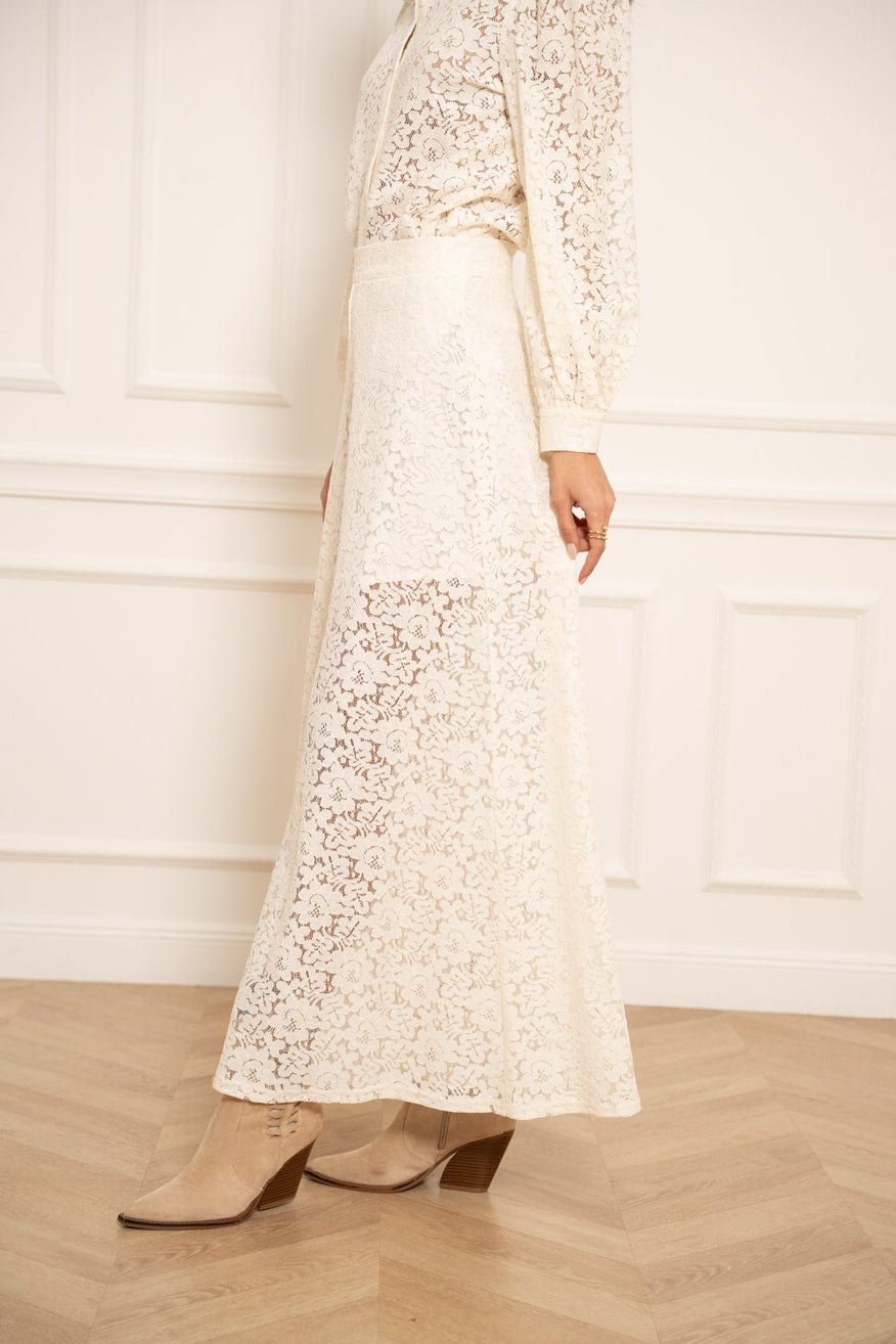 Camille Ecru Wide Lace PantsPosh Boutique