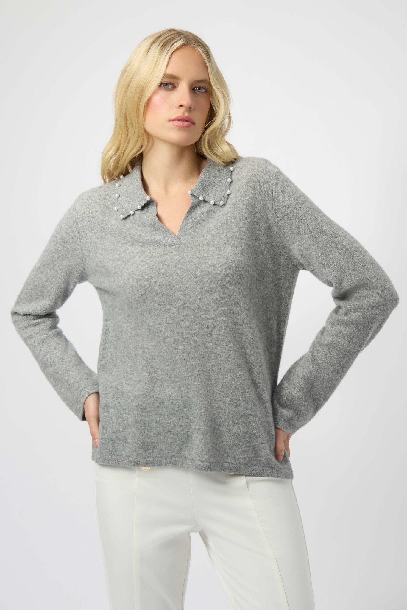 Cashmere Pearl Collared SweaterSweatersPosh Boutique