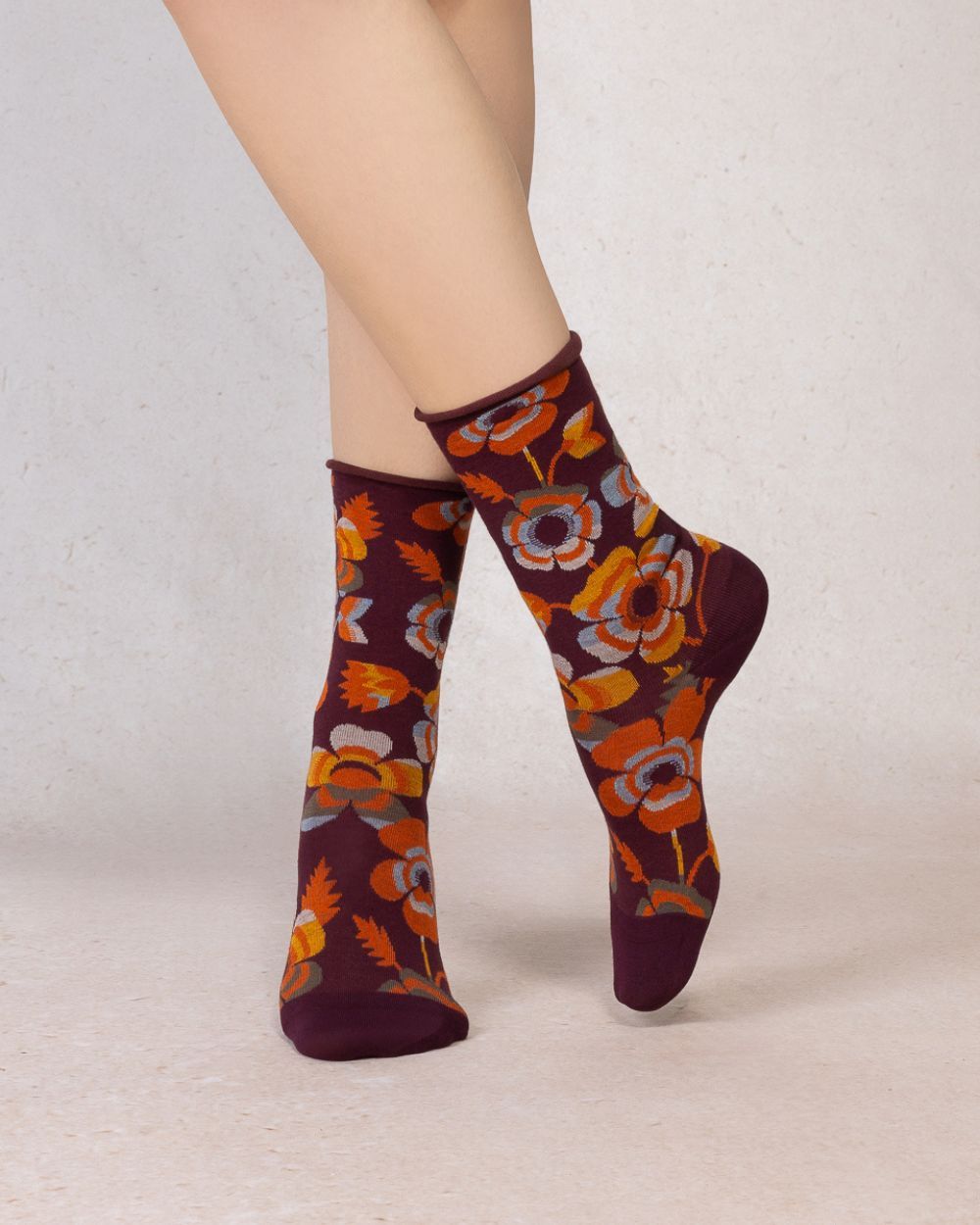 Velvety Floral Socks
