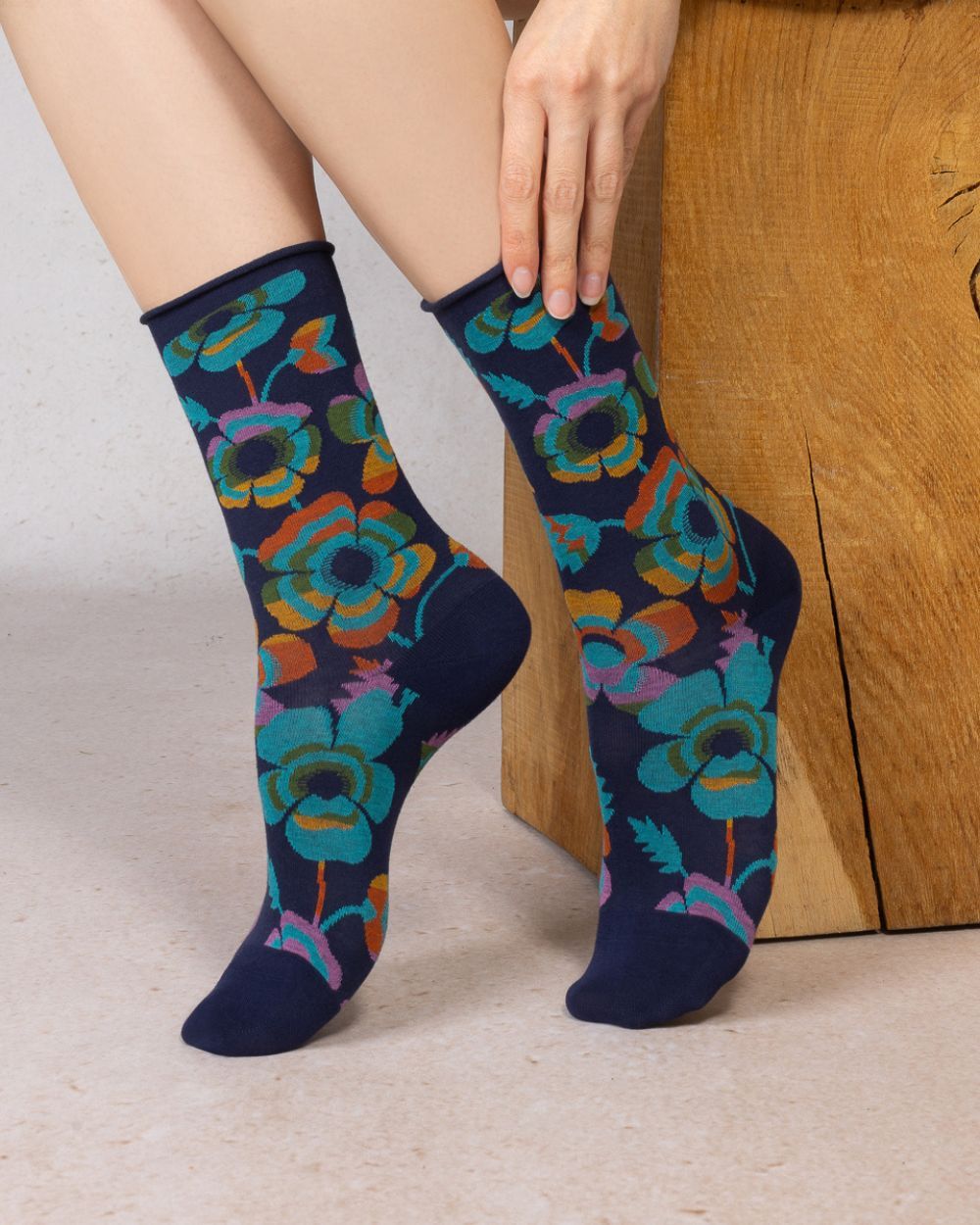 Velvety Floral Socks