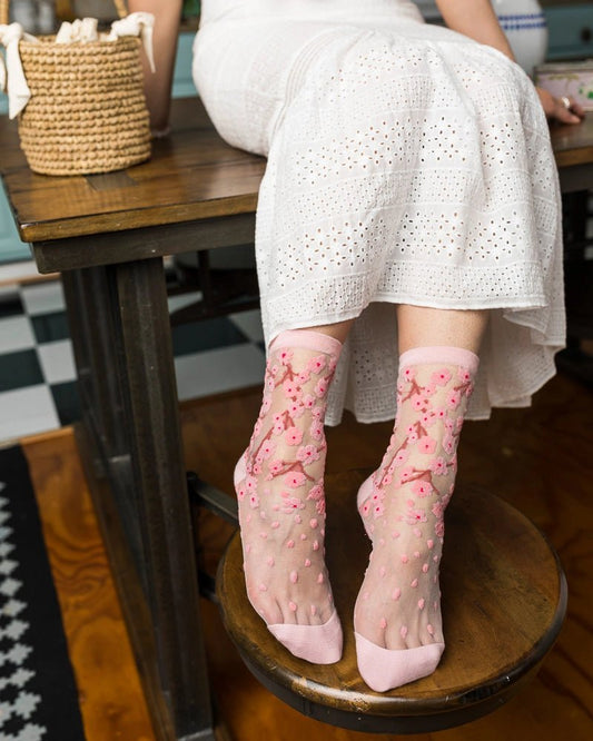 Cherry Blossom Sheer SocksPosh Boutique
