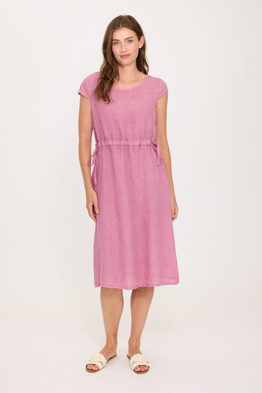 Cinched Waist Linen DressPosh Boutique