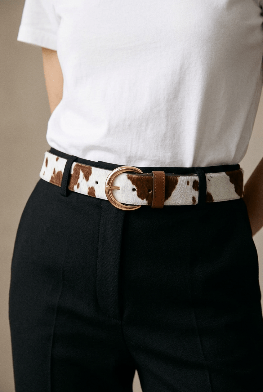 Cow Print Gold Buckle BeltBeltsPosh Boutique