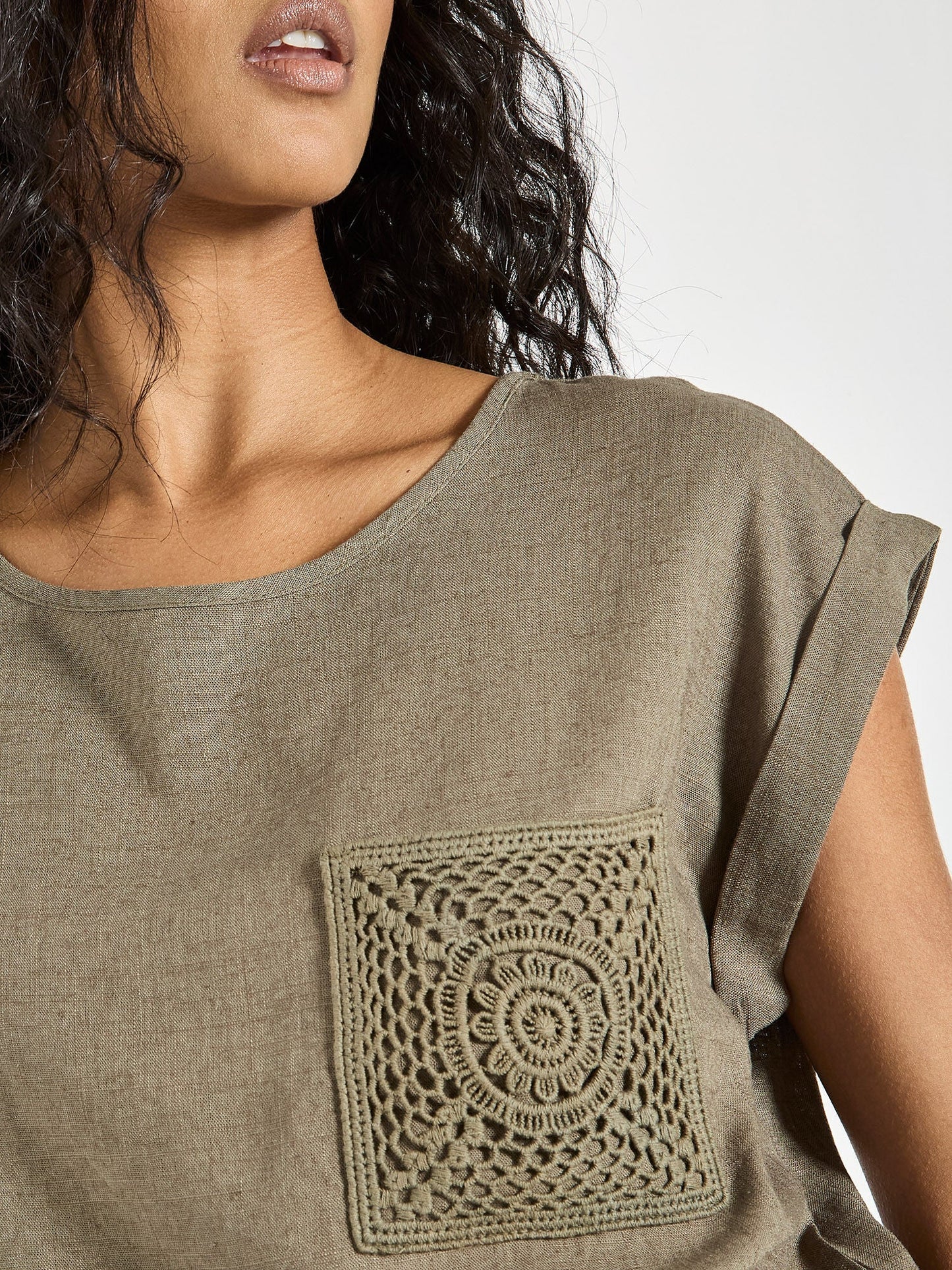 Crochet Pocket TeeTopsPosh Boutique