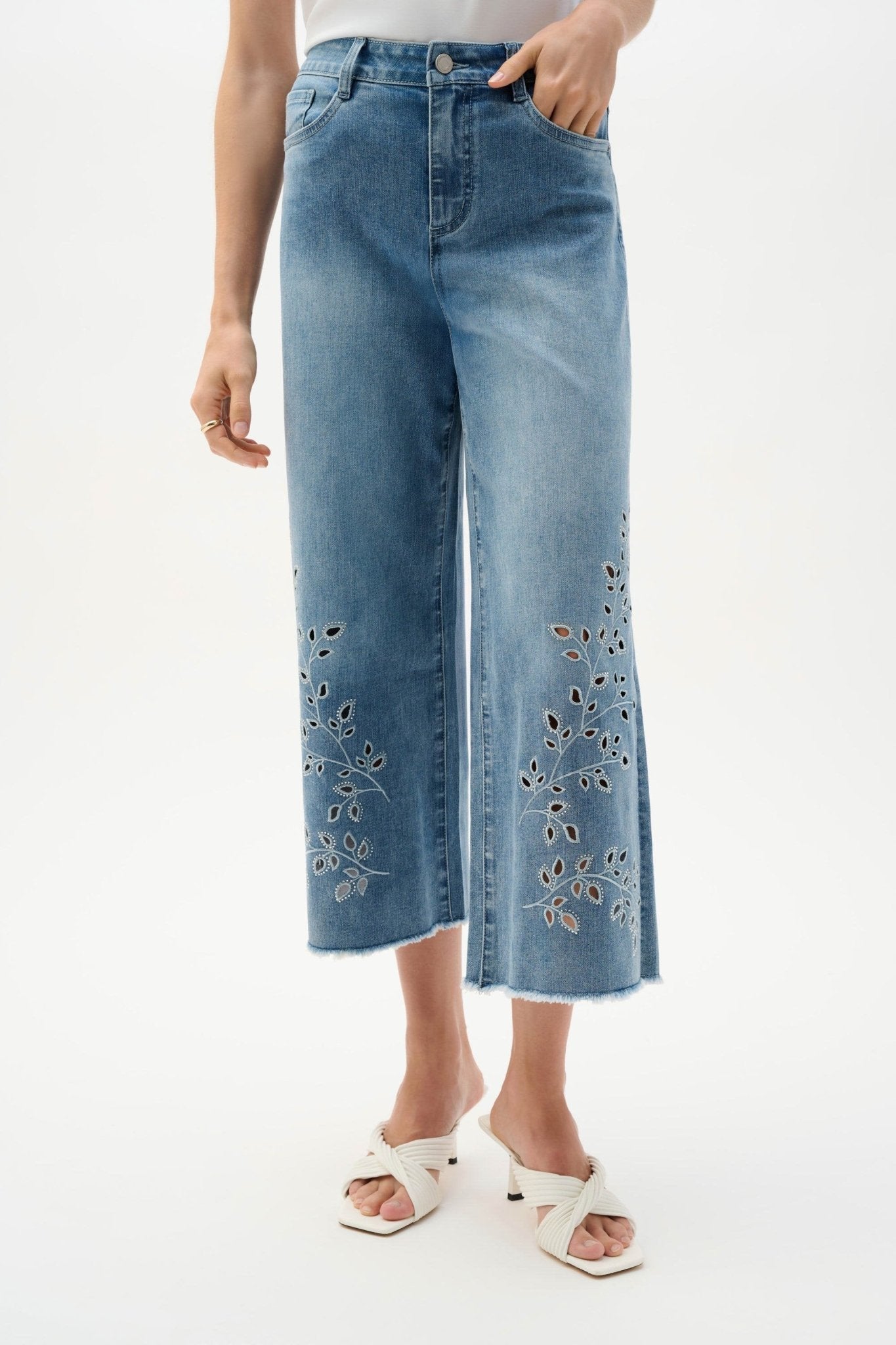 Cut - out Appliqué Crop JeansPantsPosh Boutique
