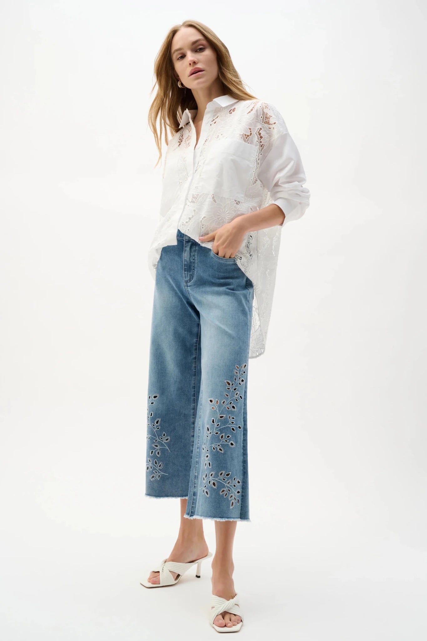 Cut - out Appliqué Crop JeansPantsPosh Boutique