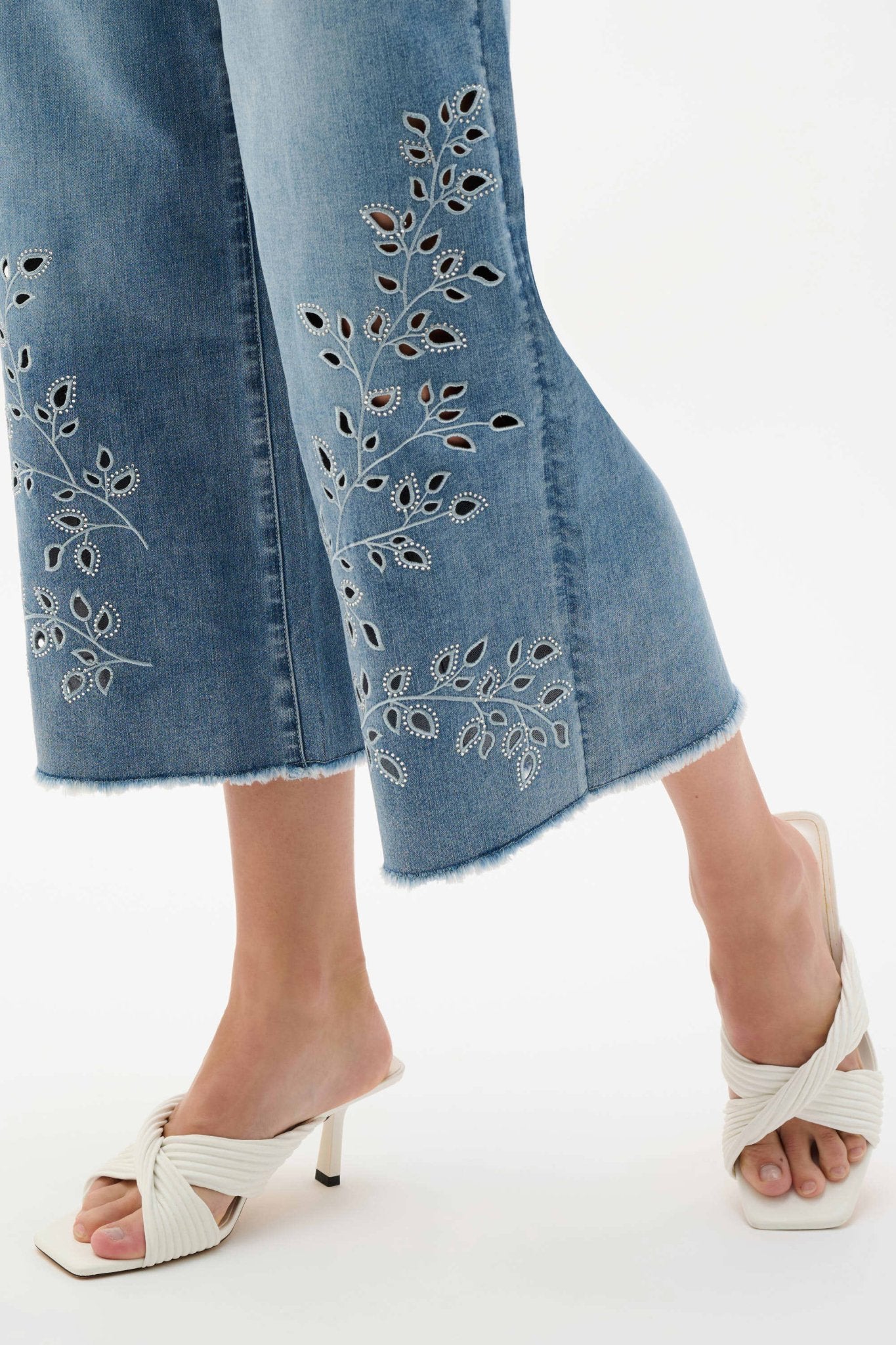 Cut - out Appliqué Crop JeansPantsPosh Boutique