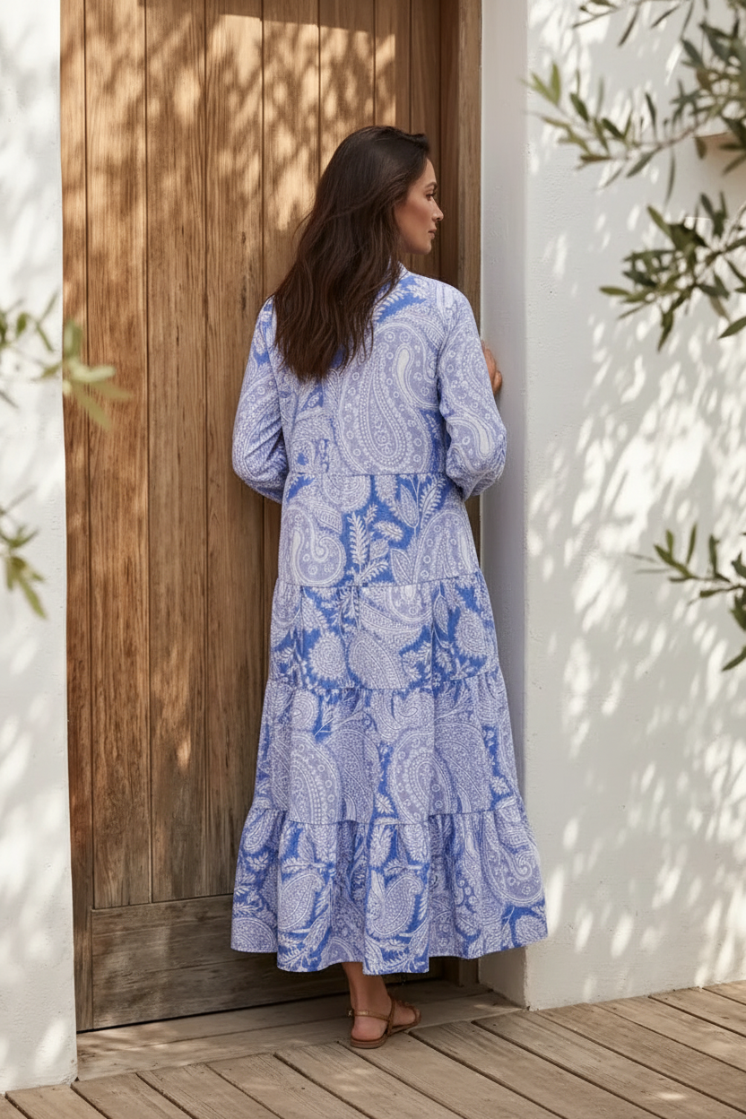 Marbella Blue Paisley Dress