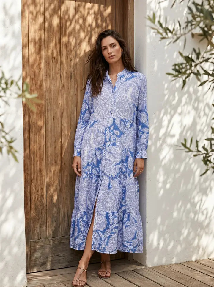 Marbella Blue Paisley Dress