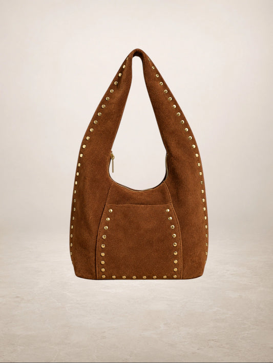 Dante Caramel Suede Leather BagPosh Boutique
