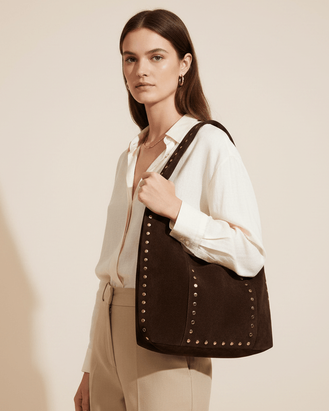 Dante Mocha Suede Leather BagPosh Boutique