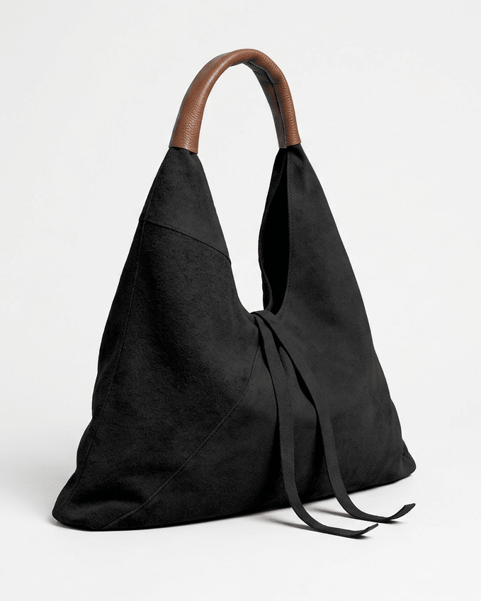 Dema Suede Leather Bag BlackHandbagsPosh Boutique