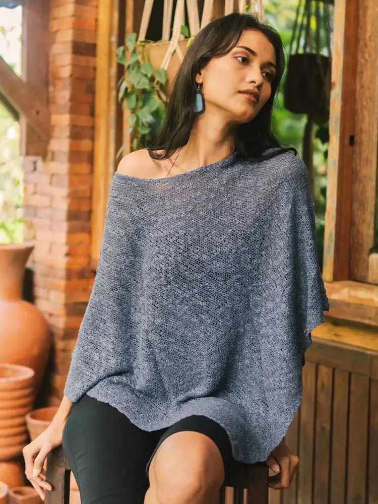 Denim Double Knit PonchoPosh Boutique