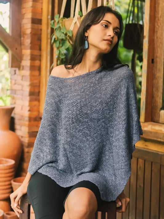 Denim Double Knit PonchoPosh Boutique