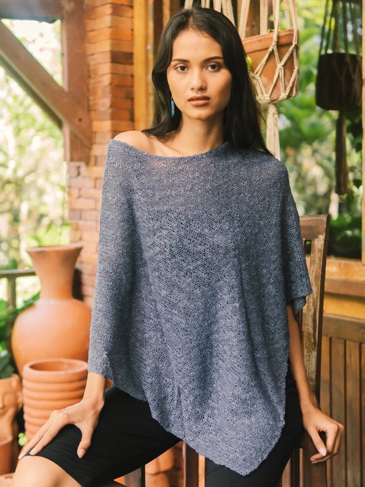 Denim Double Knit PonchoPosh Boutique